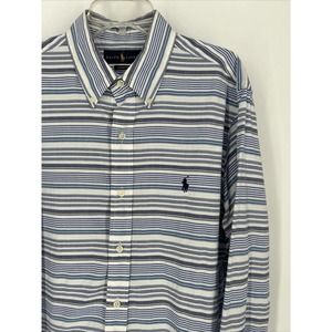 POLO‎ RALPH LAUREN Classic Fit Long Sleeve Button Shirt Sz M Blue Striped Pony